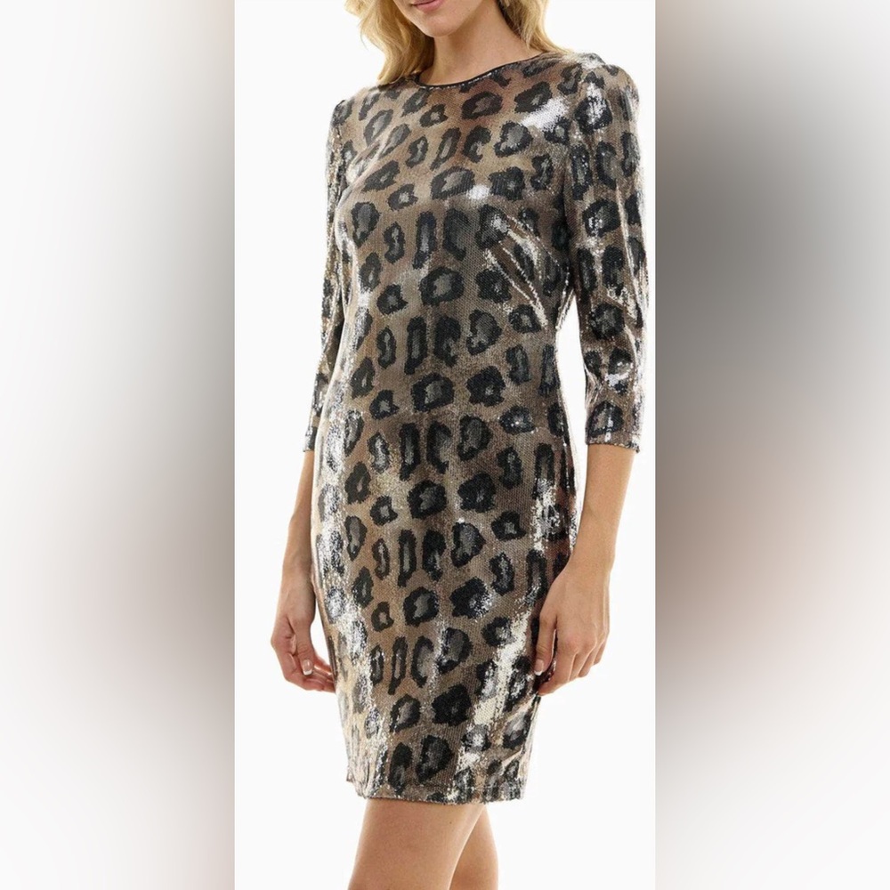 Leopard Print Sequin Dress